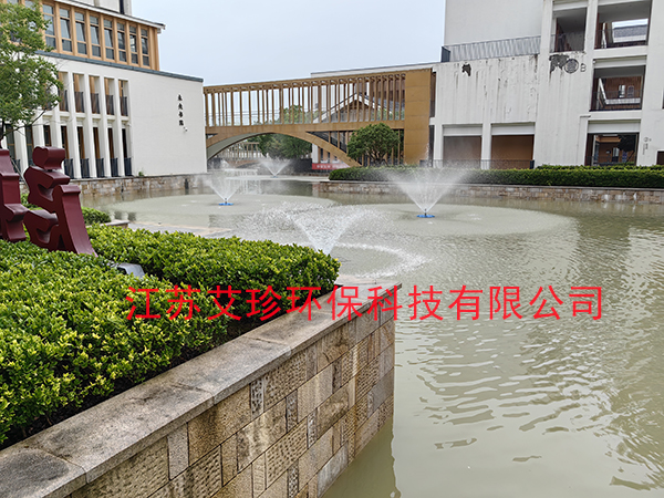 浙江嘉興清華附中校內河道噴泉曝氣機案例